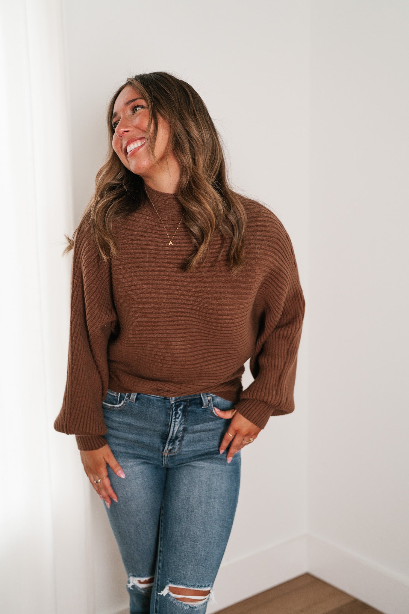 Portland Mock Neck Dolman Sleeve Top