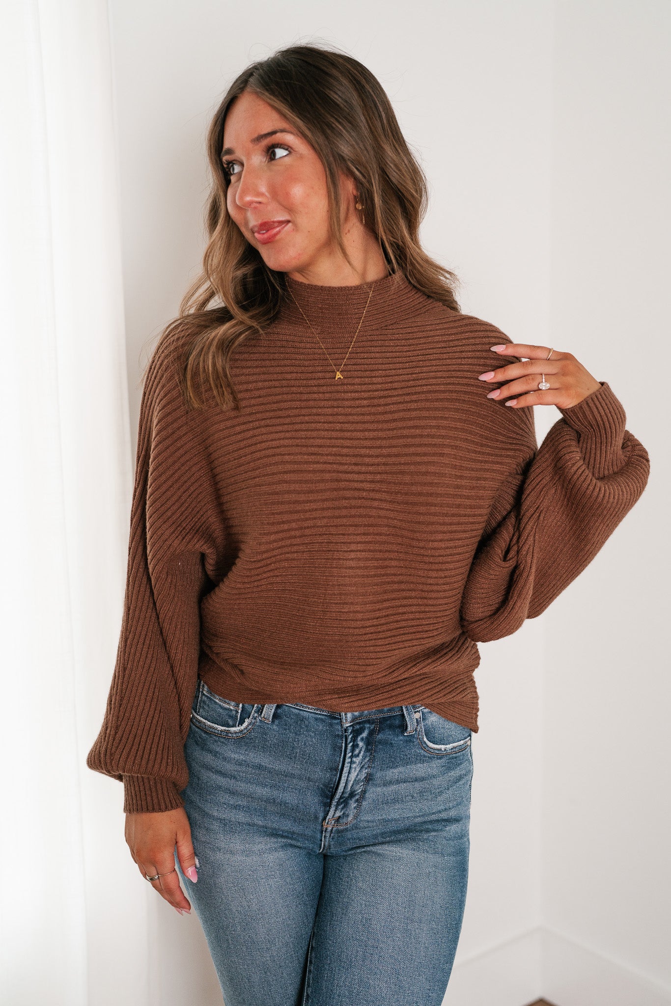 Portland Mock Neck Dolman Sleeve Top