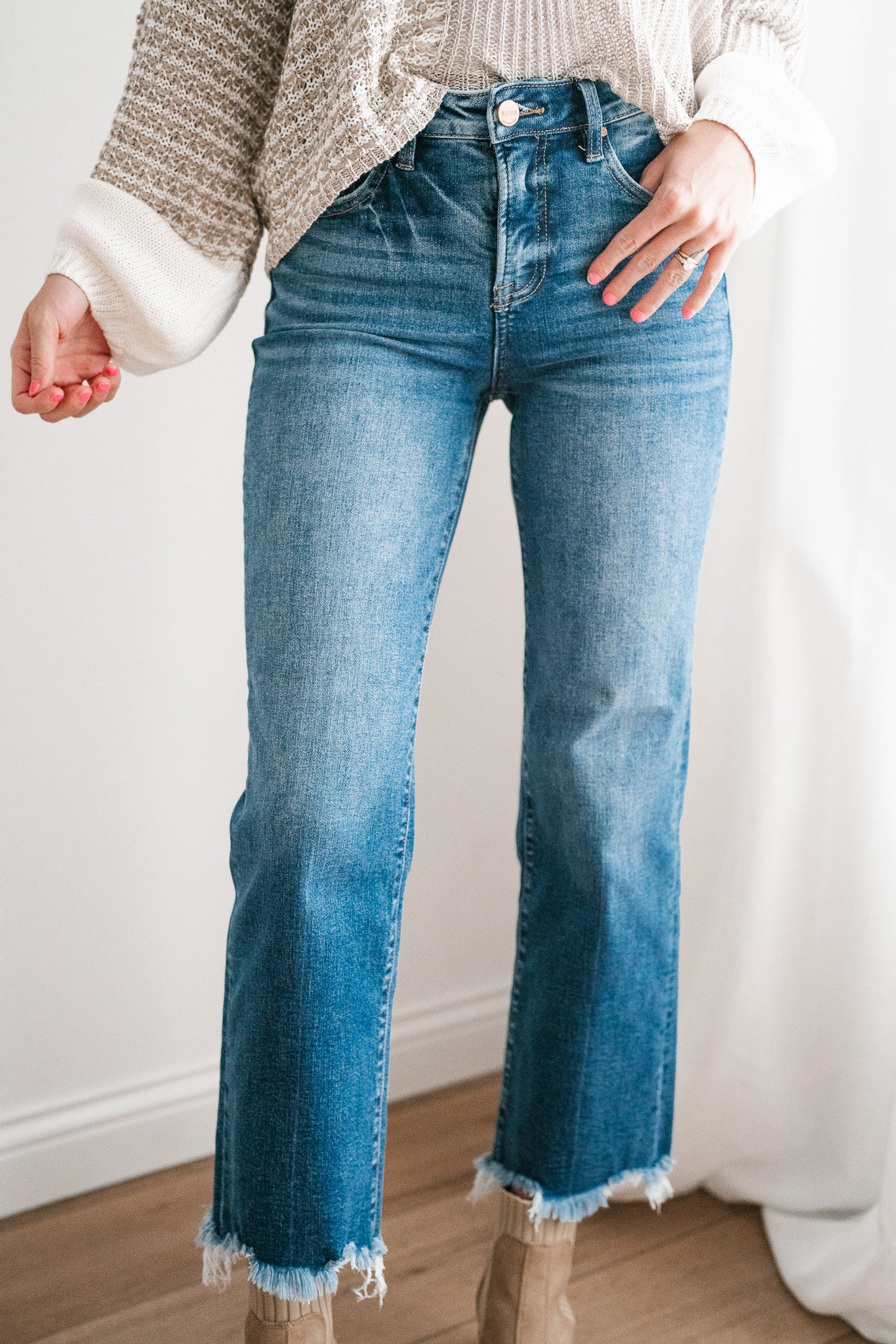 Risen Bella High Rise Tummy Control Straight Leg Jean