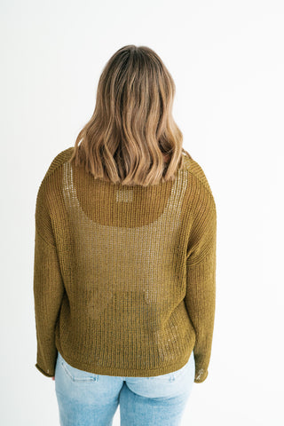 Market Day Open Knit Sweater - Olive