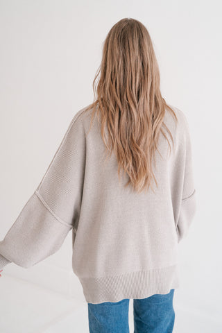 Oversized Ribbed Knit Mock Neck Dolman Sweater