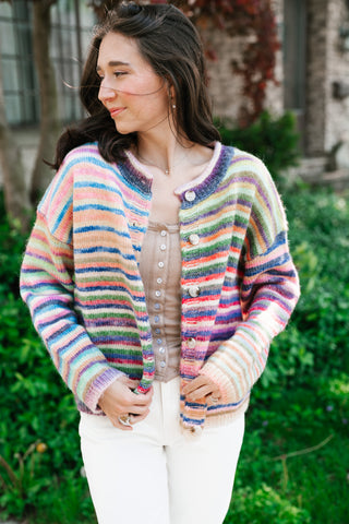 Bright Side Knit Cardigan - Violet
