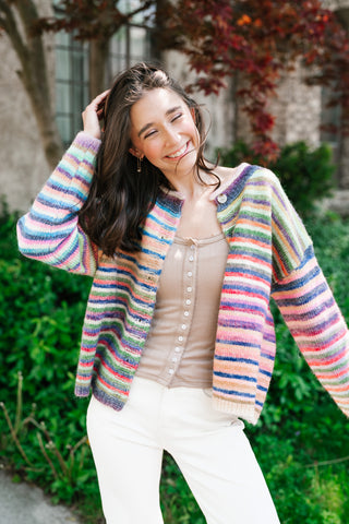Bright Side Knit Cardigan - Violet