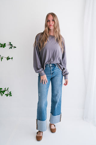 Gray Horizon Long Sleeve Top