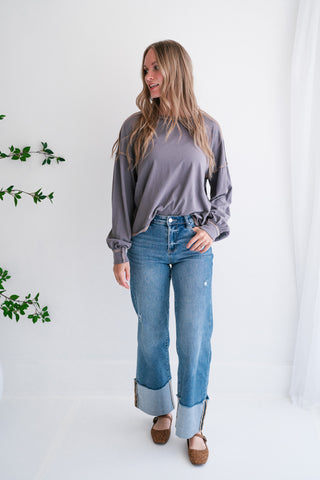 Gray Horizon Long Sleeve Top