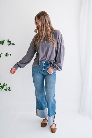 Gray Horizon Long Sleeve Top