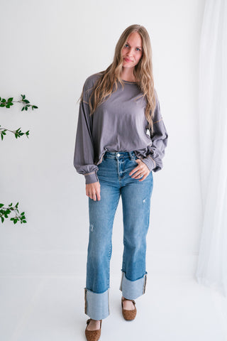 Gray Horizon Long Sleeve Top