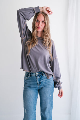 Gray Horizon Long Sleeve Top