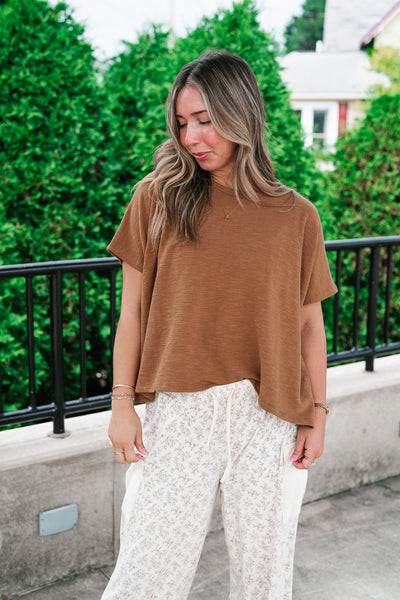 {PRE-ORDER} Pure Ease Relaxed Top - Deep Camel