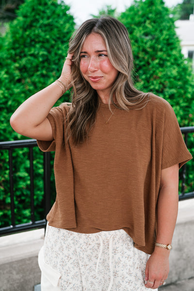 {PRE-ORDER} Pure Ease Relaxed Top - Deep Camel