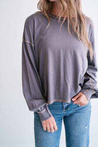 Gray Horizon Long Sleeve Top
