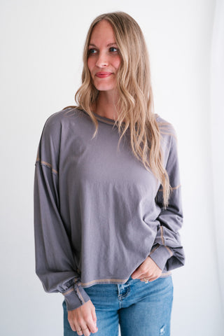 Gray Horizon Long Sleeve Top