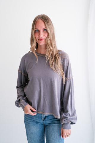 Gray Horizon Long Sleeve Top