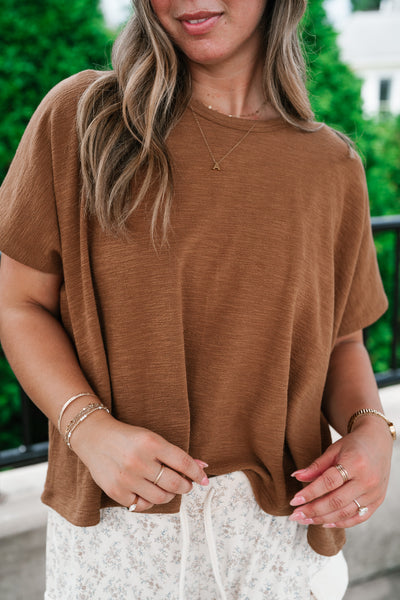 {PRE-ORDER} Pure Ease Relaxed Top - Deep Camel