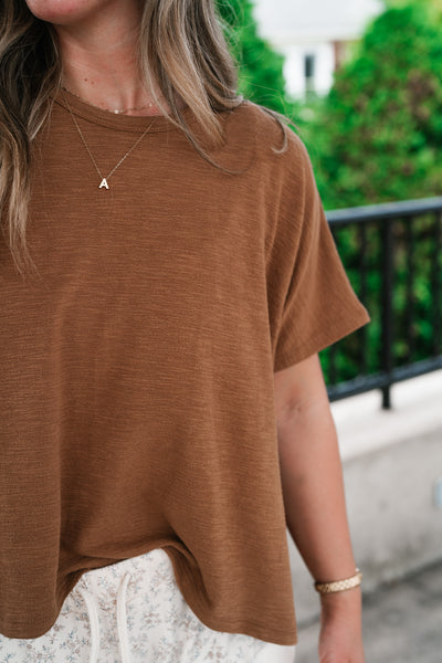 {PRE-ORDER} Pure Ease Relaxed Top - Deep Camel