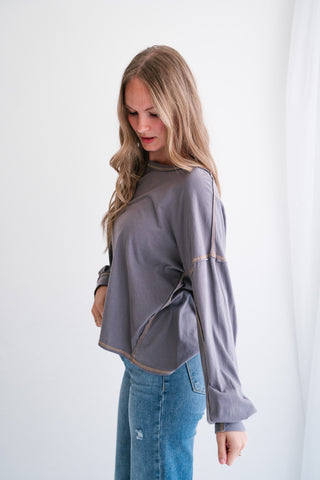 Gray Horizon Long Sleeve Top