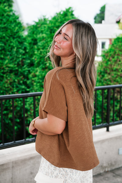 {PRE-ORDER} Pure Ease Relaxed Top - Deep Camel