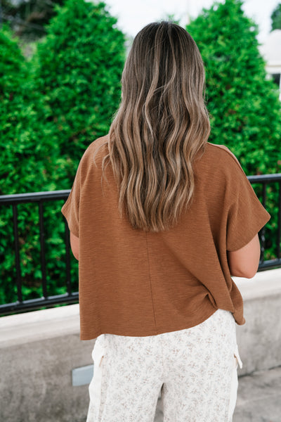 {PRE-ORDER} Pure Ease Relaxed Top - Deep Camel