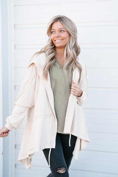Love You Hooded Slouchy Cardigan