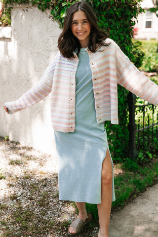 Bright Side Knit Cardigan - Soft Pink