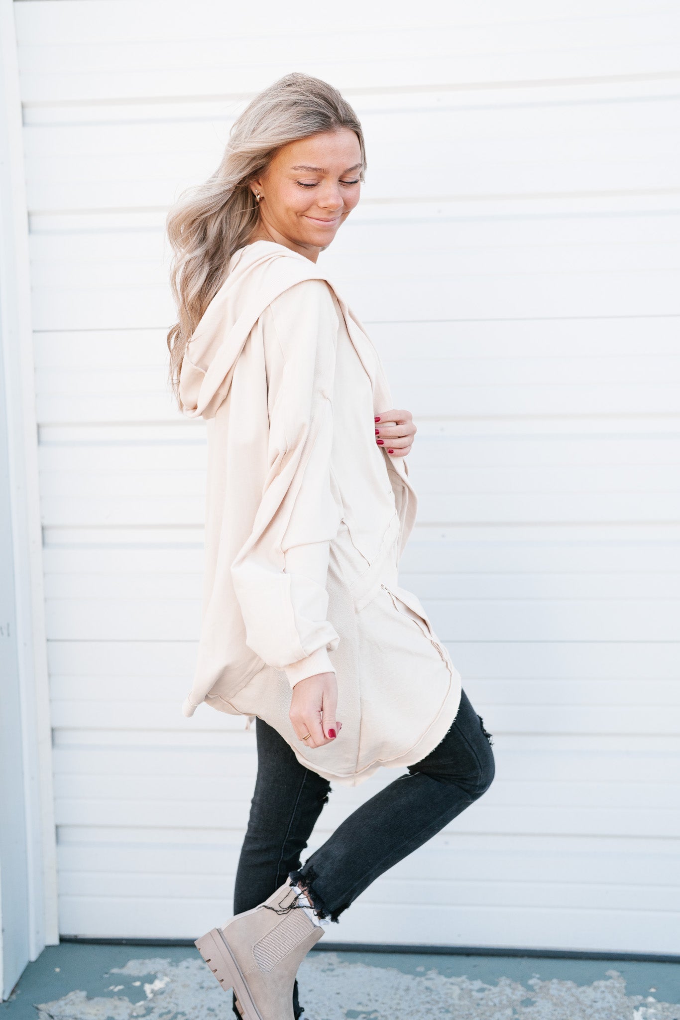 Love You Hooded Slouchy Cardigan