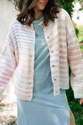 Bright Side Knit Cardigan - Soft Pink