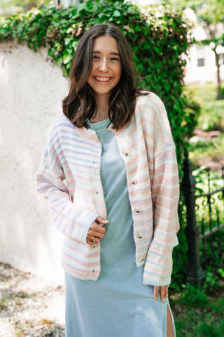 Bright Side Knit Cardigan - Soft Pink