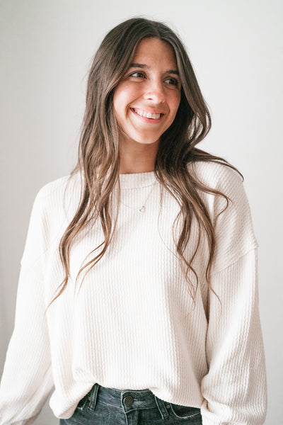 Simply Essential Ribbed Long Sleeve Top - Oatmeal