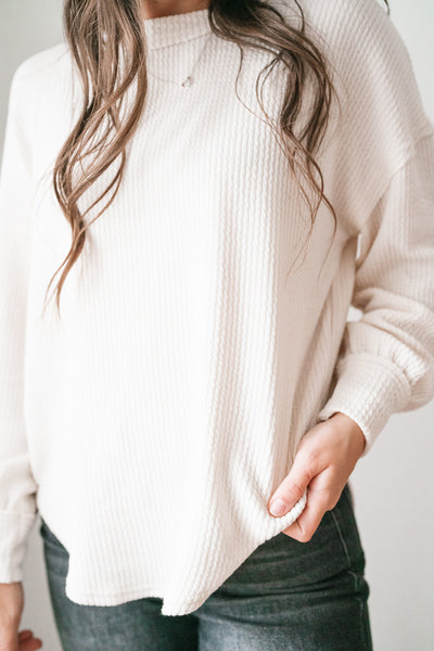 Simply Essential Ribbed Long Sleeve Top - Oatmeal