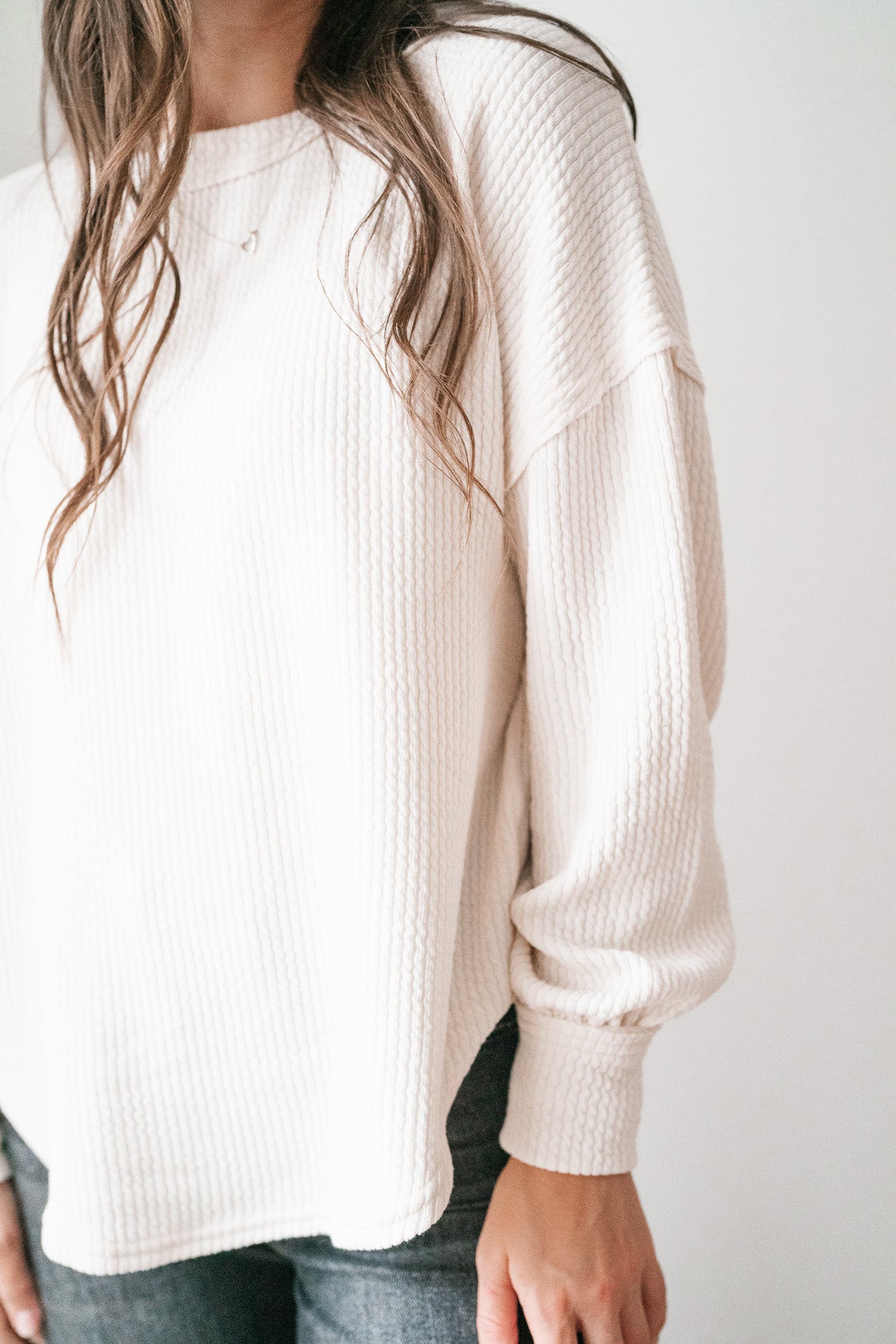 Simply Essential Ribbed Long Sleeve Top - Oatmeal