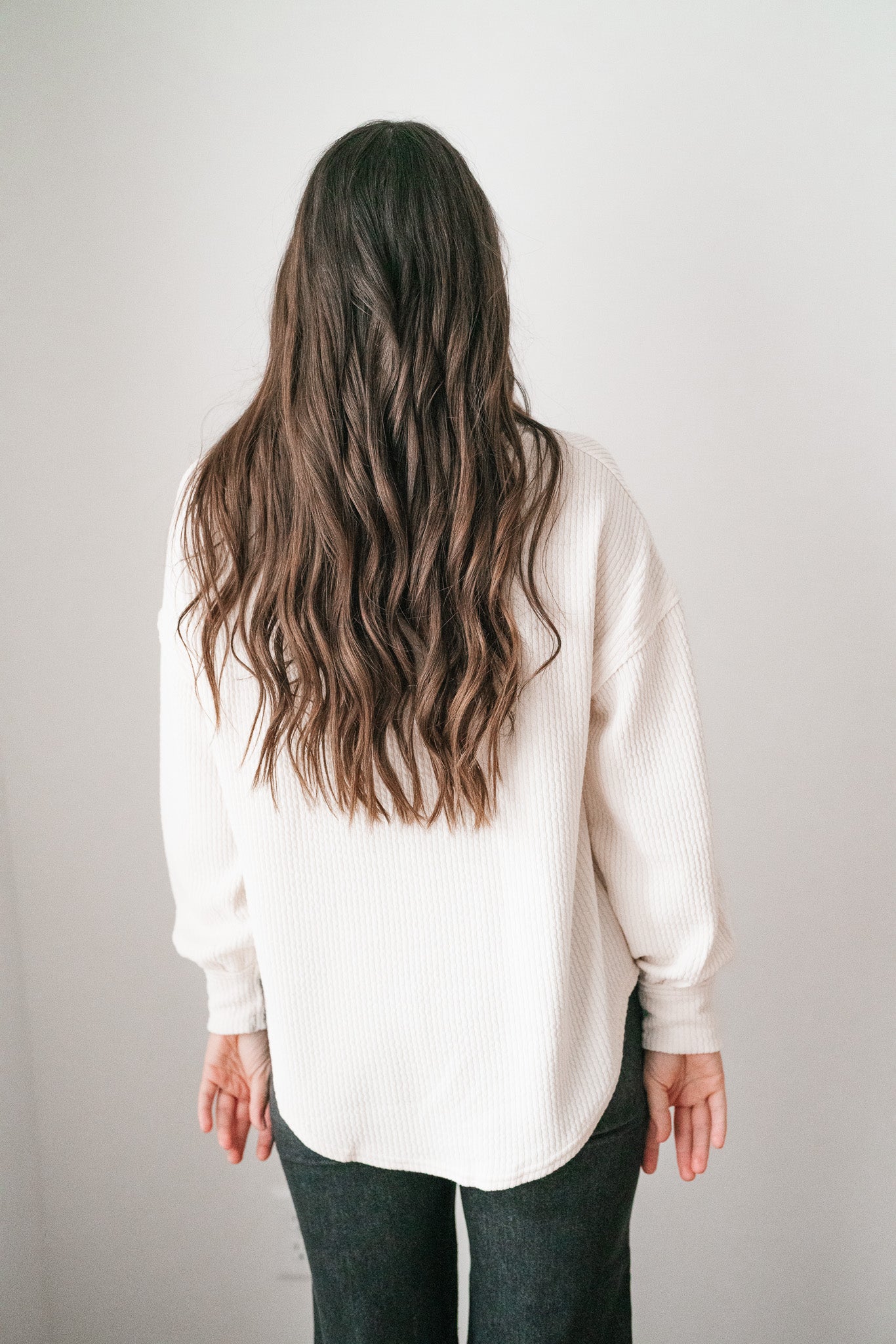 Simply Essential Ribbed Long Sleeve Top - Oatmeal