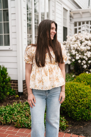 Honey Eyelet Floral Babydoll Top