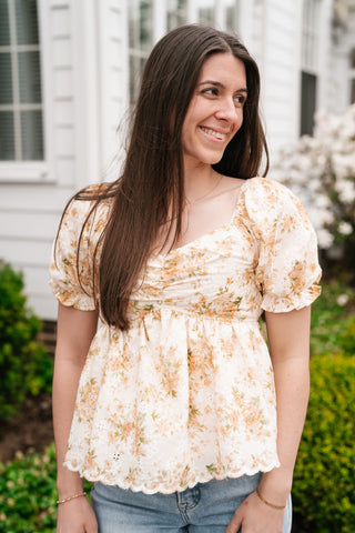 Honey Eyelet Floral Babydoll Top