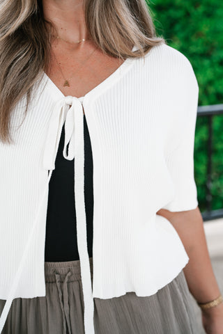 Sweet Memory Ribbed Knit Tie Top