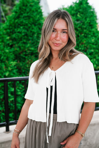 Sweet Memory Ribbed Knit Tie Top