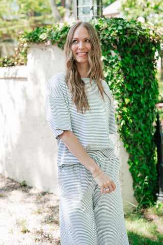 Boardwalk Days Striped Set - Grey