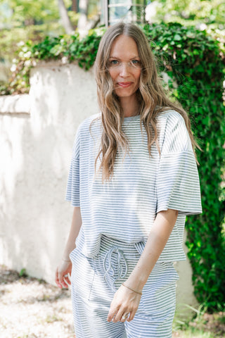 Boardwalk Days Striped Set - Grey