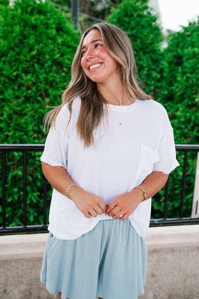 Simple Matter Pocket Front Tee - White