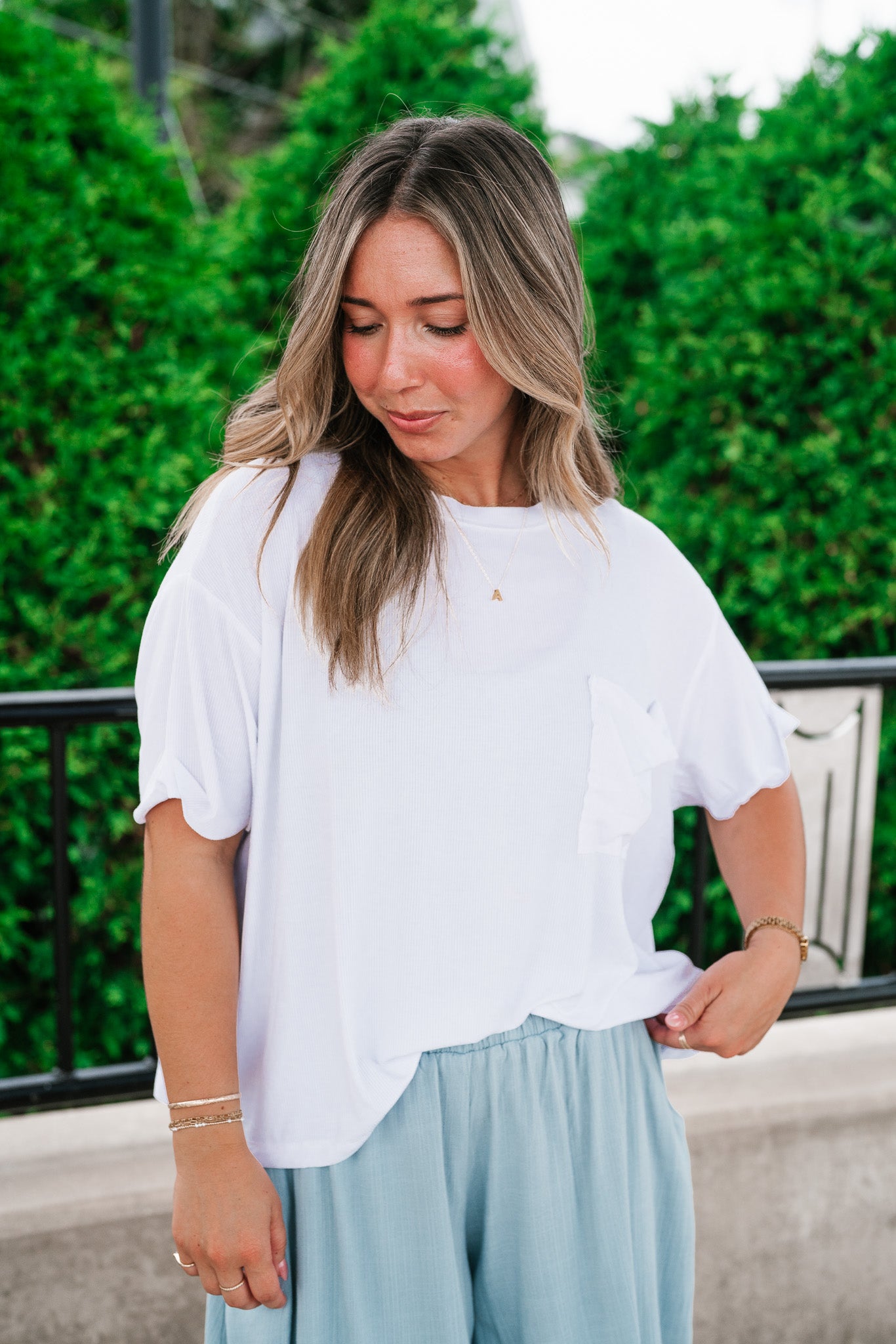 Simple Matter Pocket Front Tee - White
