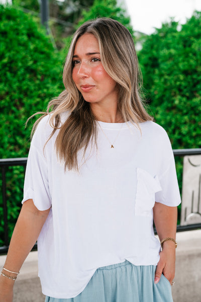 Simple Matter Pocket Front Tee - White