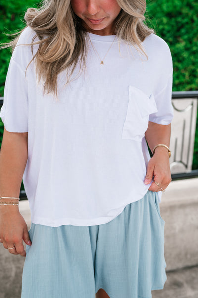 Simple Matter Pocket Front Tee - White