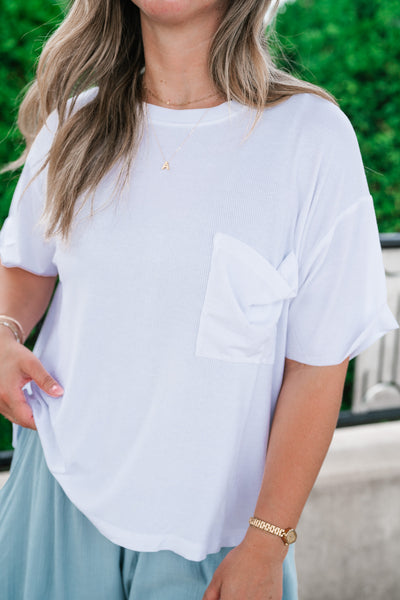 Simple Matter Pocket Front Tee - White