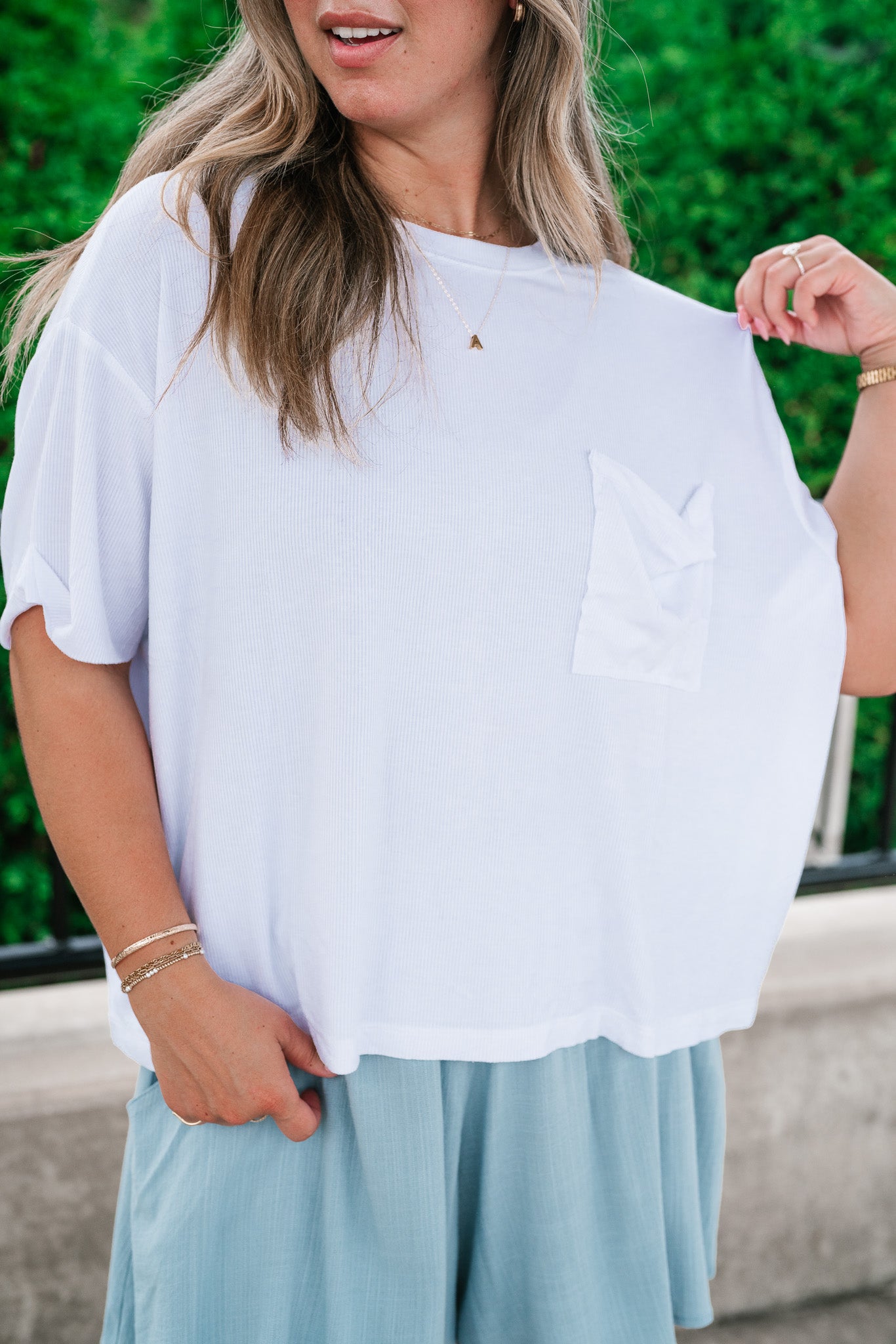 Simple Matter Pocket Front Tee - White