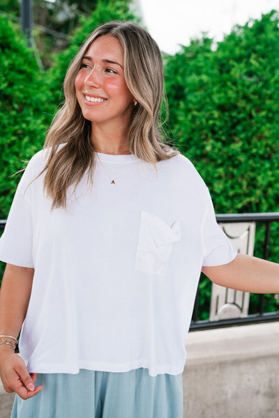 Simple Matter Pocket Front Tee - White