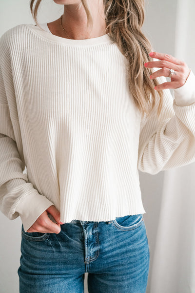 Basic Instinct Waffle Knit Top - Cream