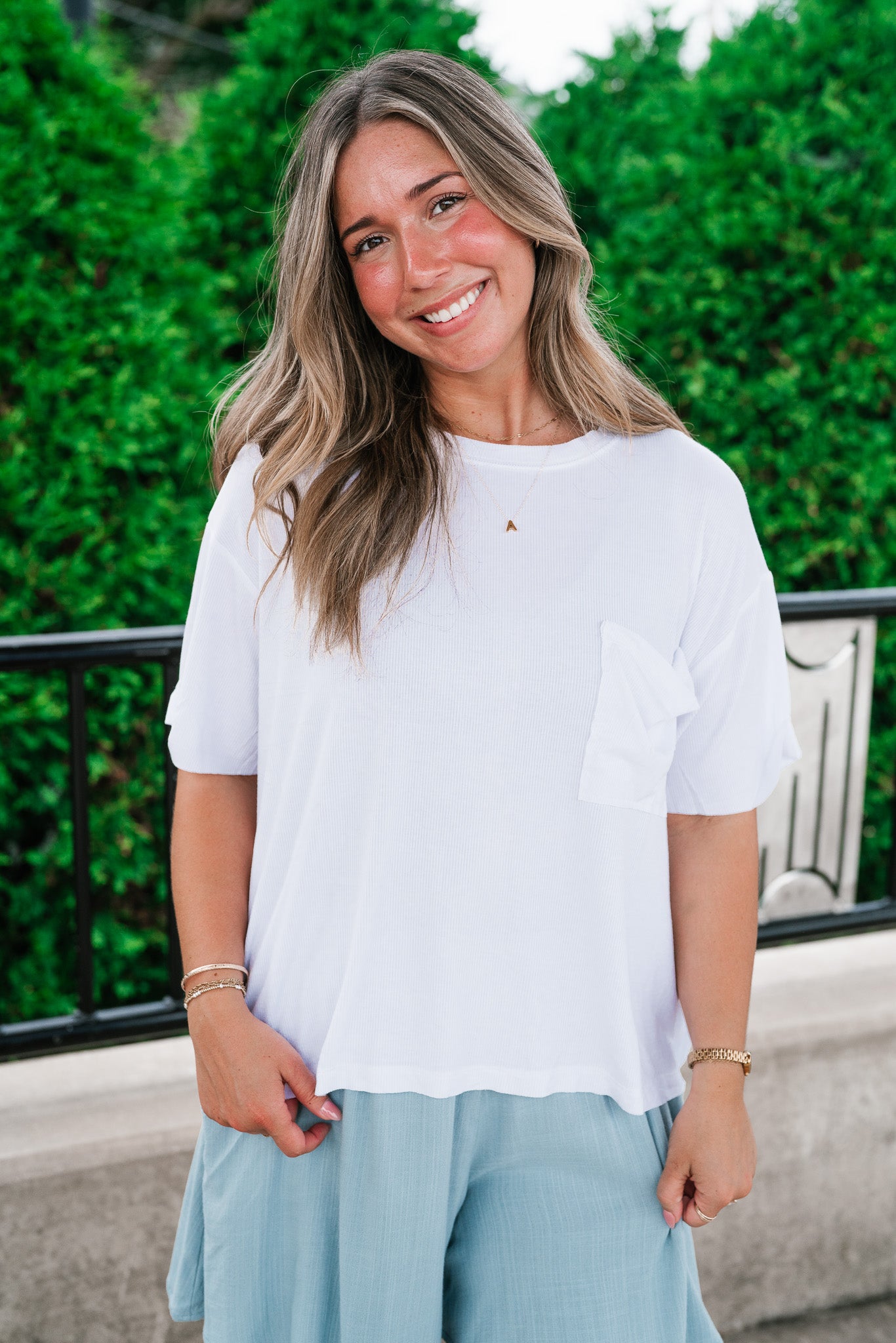 Simple Matter Pocket Front Tee - White