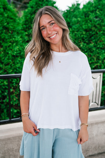 Simple Matter Pocket Front Tee - White
