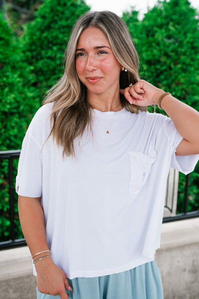 Simple Matter Pocket Front Tee - White
