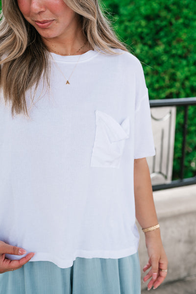 Simple Matter Pocket Front Tee - White
