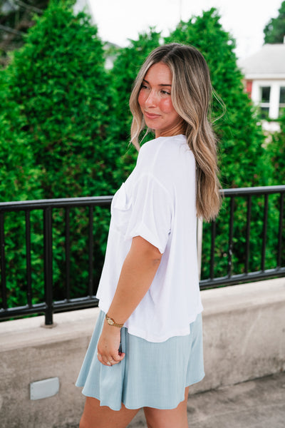 Simple Matter Pocket Front Tee - White